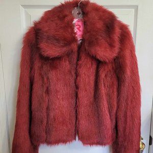 Radley Faux Fur Jacket with Snake Print Lining - Size SMALL